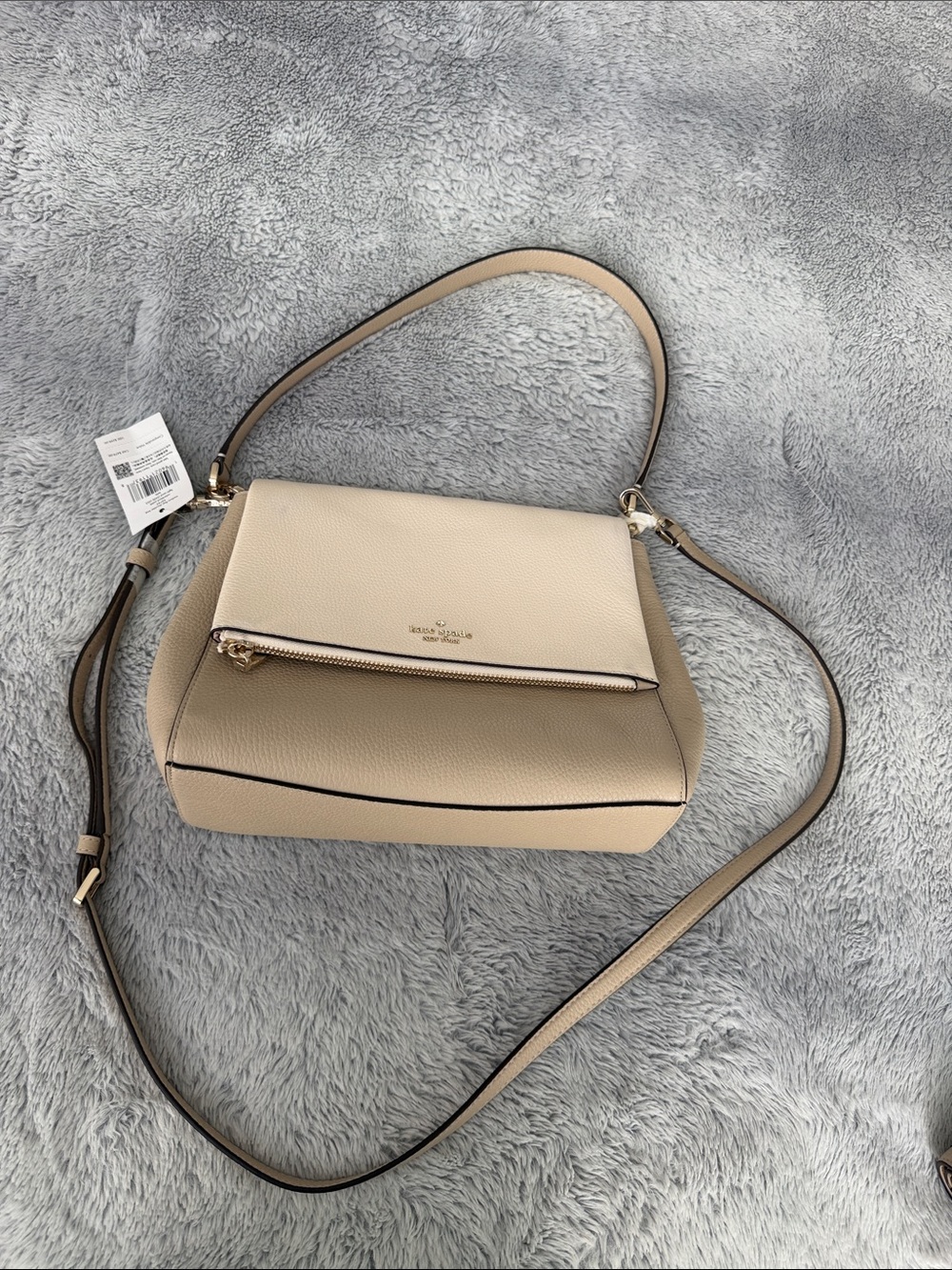 kate spade Two-Tone Beige Pebbled Leather Shoulder Bag